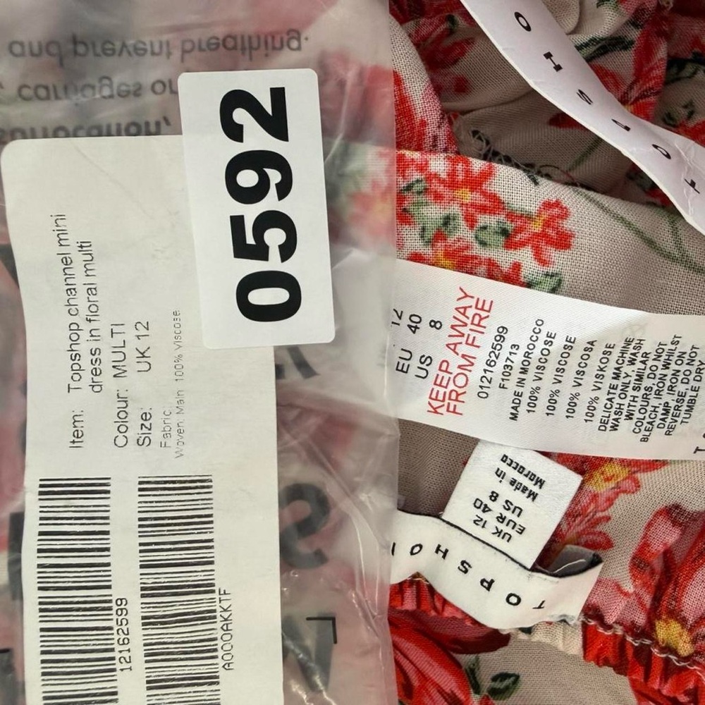 Topshop Cream Mini Dress with Coral Floral Print - Picture 5 of 5